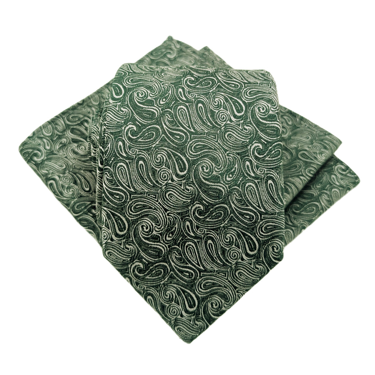 Dark Green Paisley Pocket Square