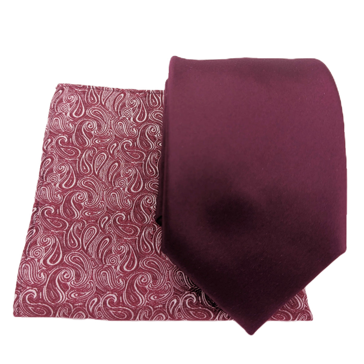 Mix and Match - Cassis Patterned & Cassis Wedding Tie Set