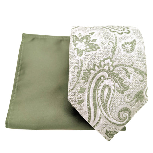 Mix and Match - Wild Sage Baroque Paisley & Wild Sage Wedding Tie Set