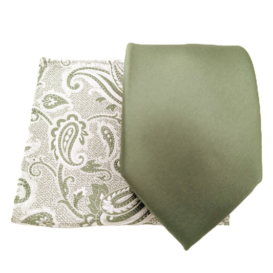 Mix and Match - Wild Sage Baroque Paisley & Wild Sage Wedding Tie Set