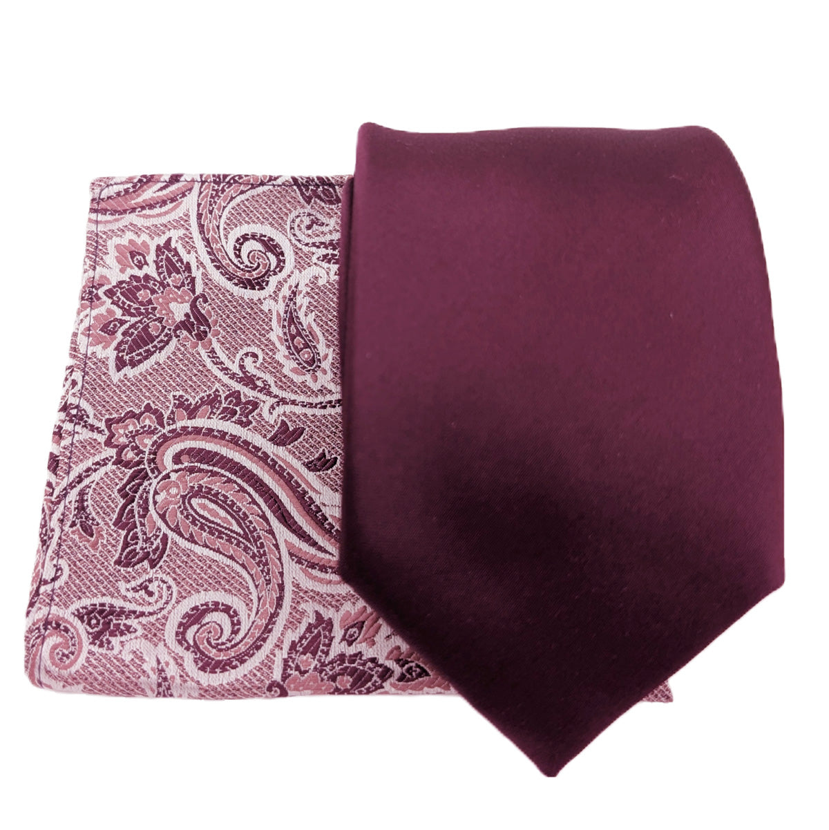Mix and Match - Cassis Patterned & Cassis Wedding Tie Set