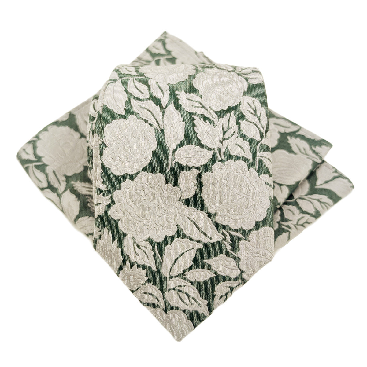 Bold Dark Green Rose Pocket Square