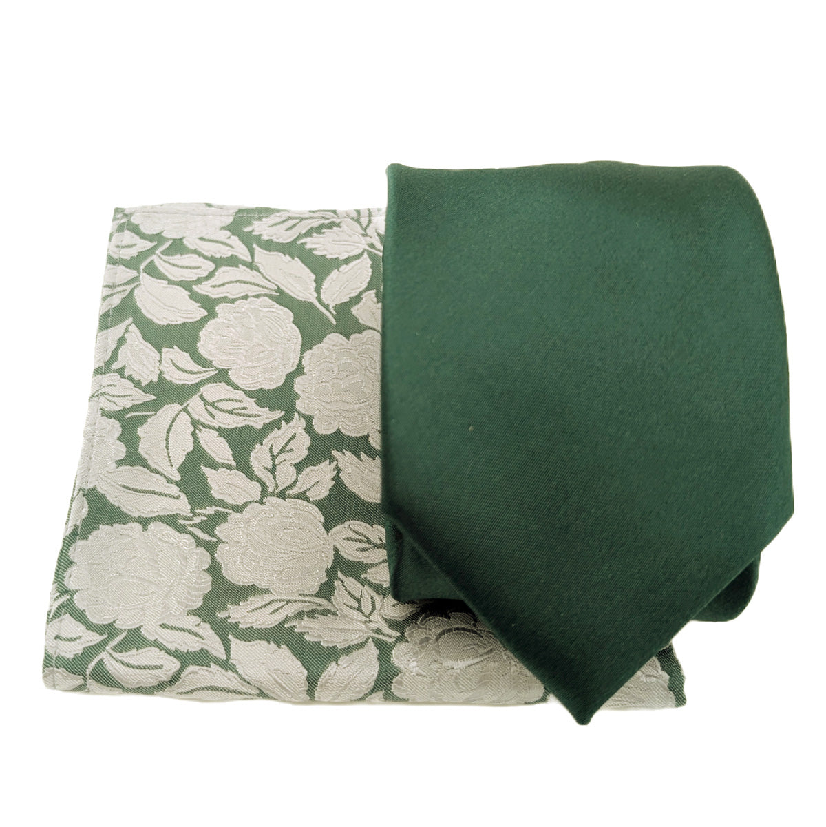 Bold Dark Green Rose Pocket Square