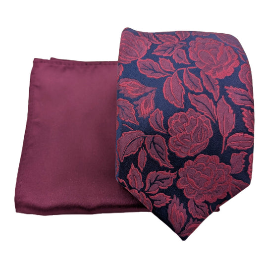 Mix and Match - Cassis Patterned & Cassis Wedding Tie Set