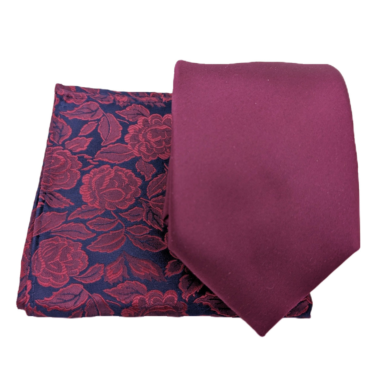 Mix and Match - Cassis Patterned & Cassis Wedding Tie Set