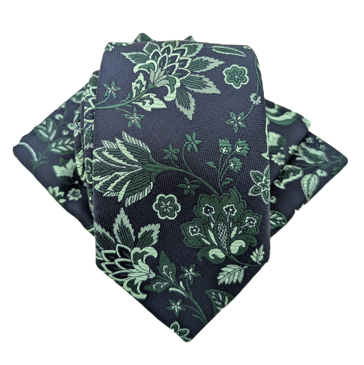 Dark Green Damask Pocket Square