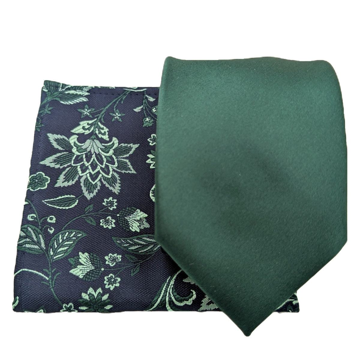 Dark Green Damask Pocket Square