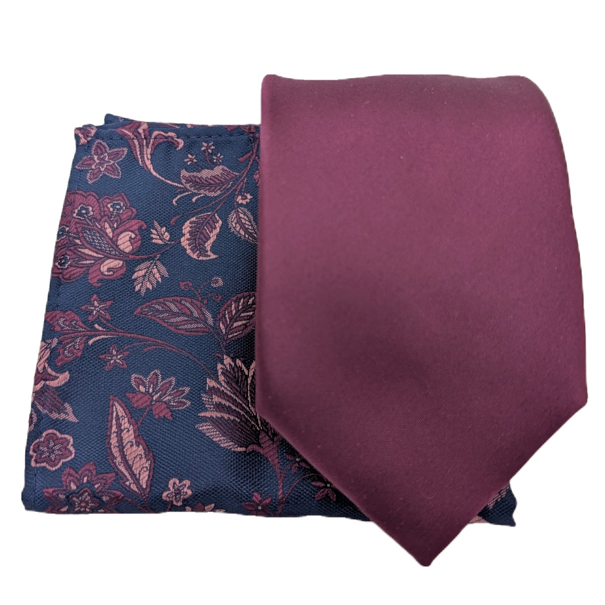 Mix and Match - Cassis Patterned & Cassis Wedding Tie Set