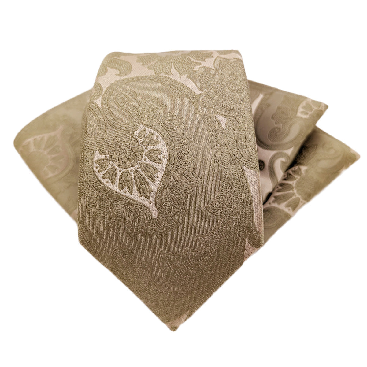 Olive Paisley Silk Wedding Tie