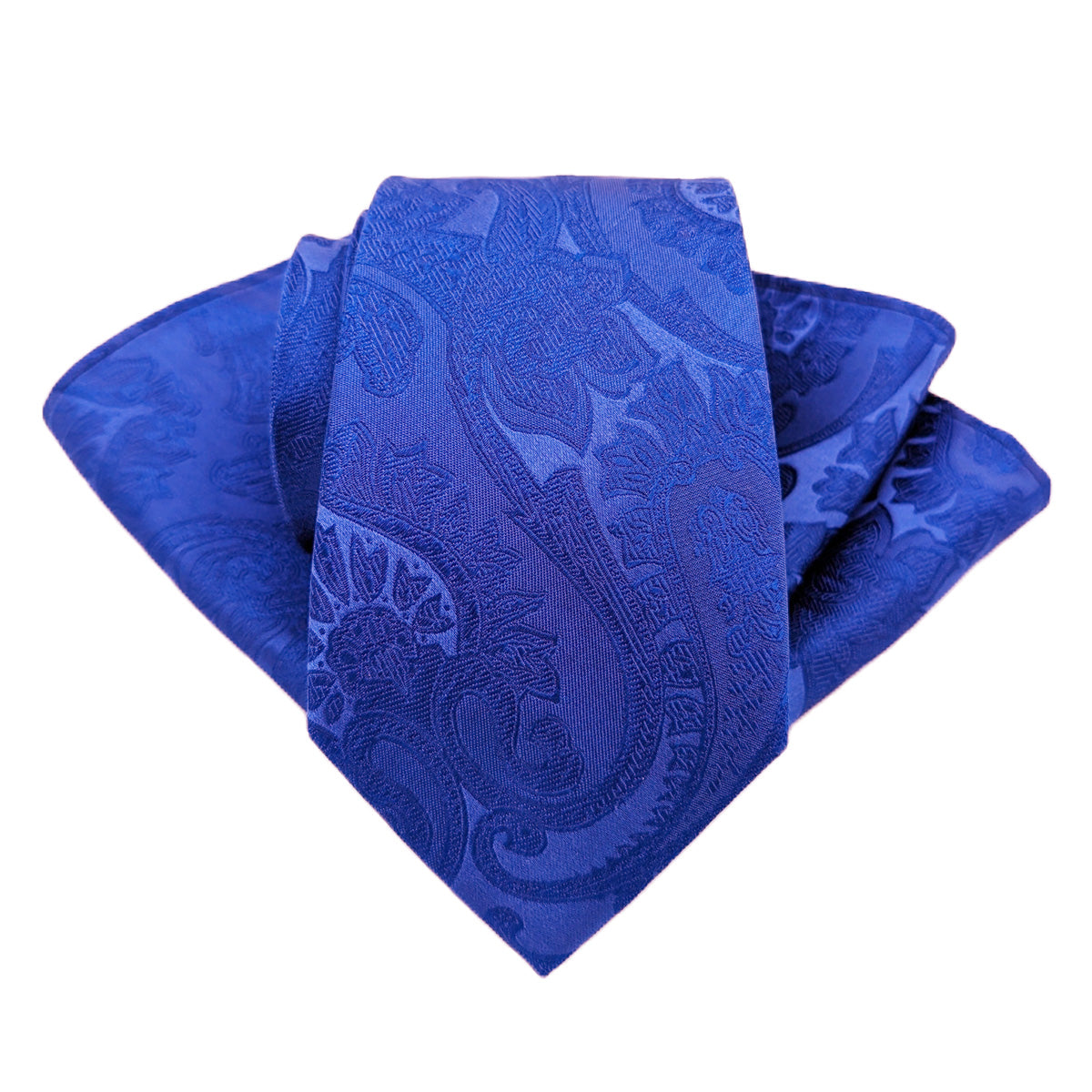 Electric Blue Paisley Silk Wedding Tie