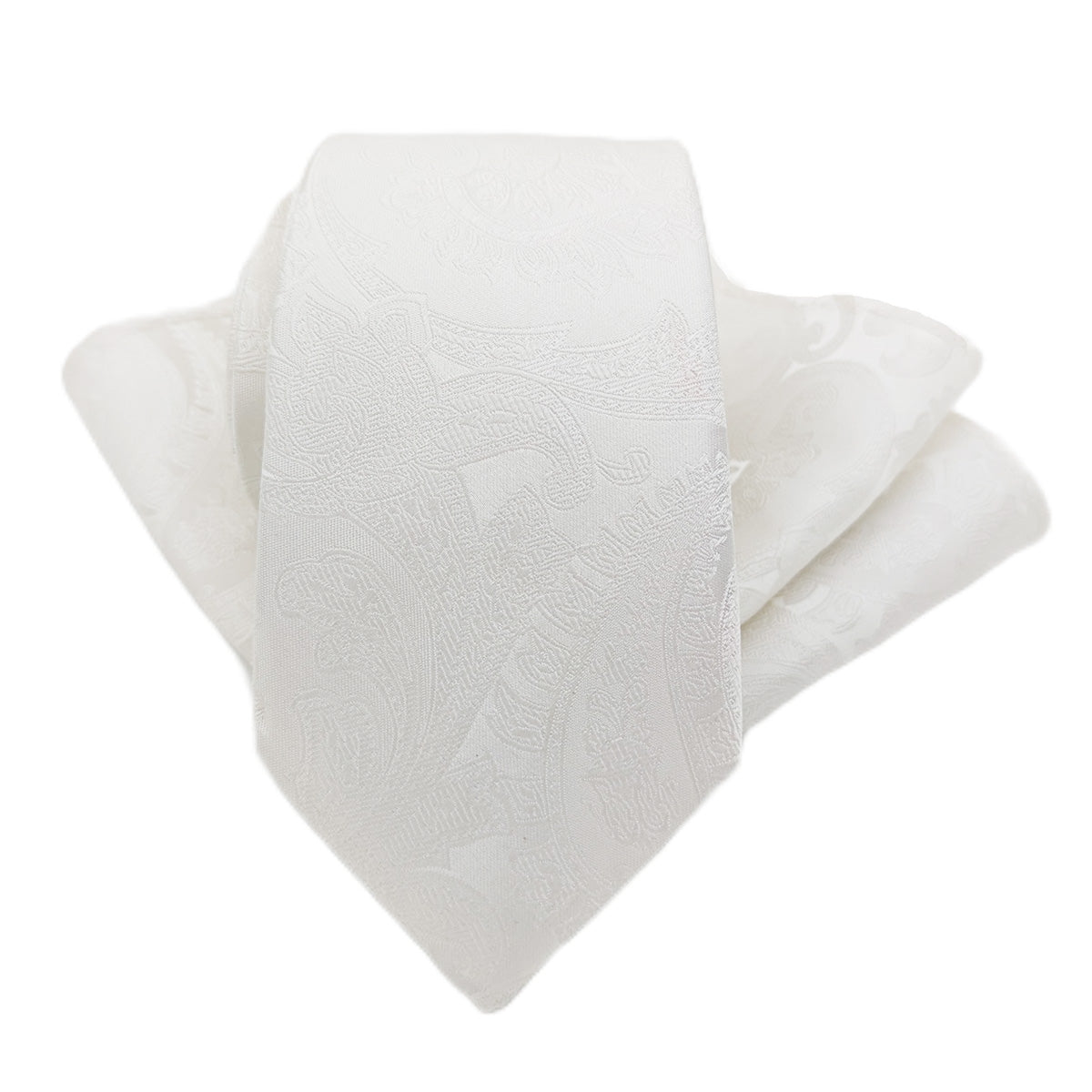 White Paisley Silk Pocket Square