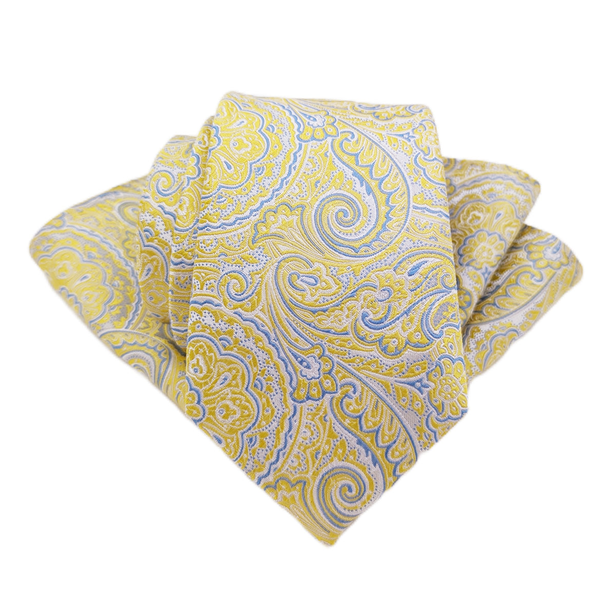 Lemon Paisley Silk Wedding Tie