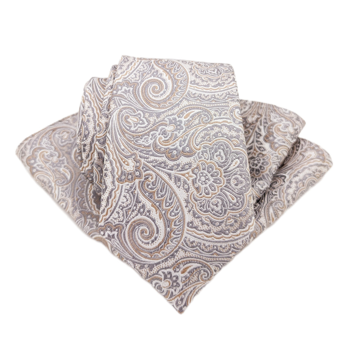 Silver Paisley Swirls Pocket Square