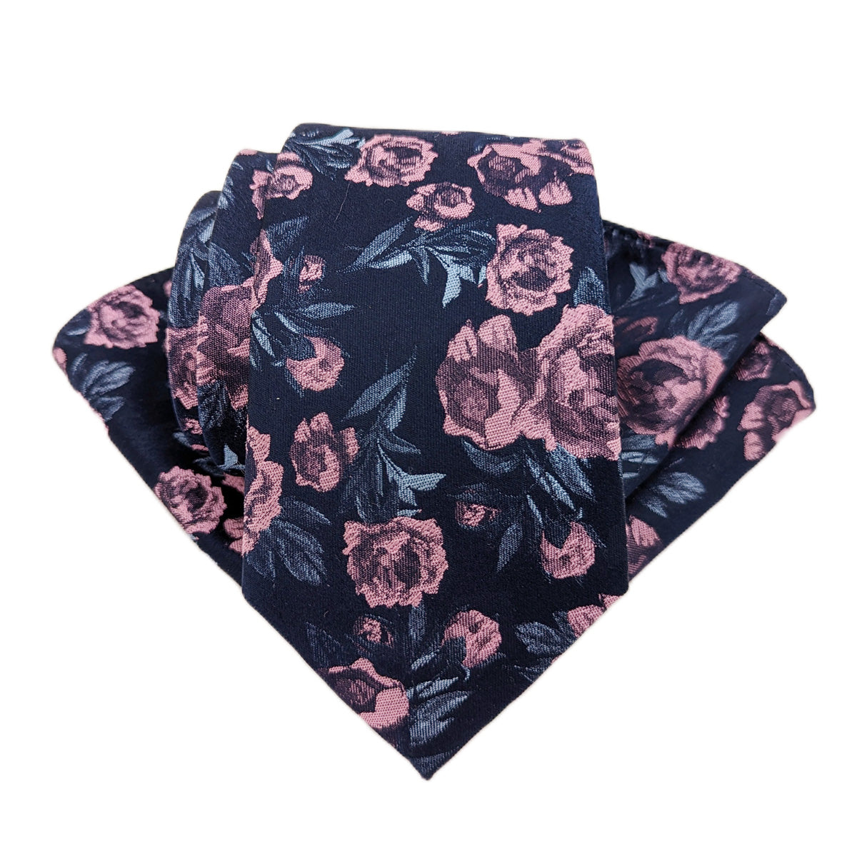 Midnight Pink Rose Pocket Square
