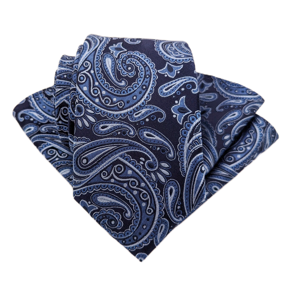 Navy & Blue Paisley Pocket Square