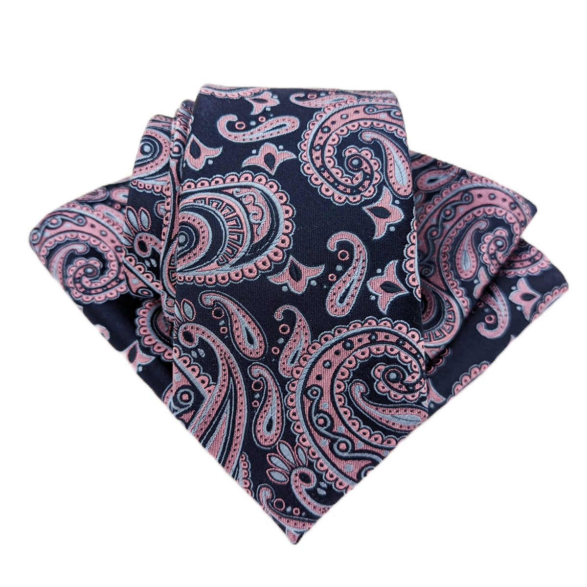 Navy & Pink Paisley Wedding Tie