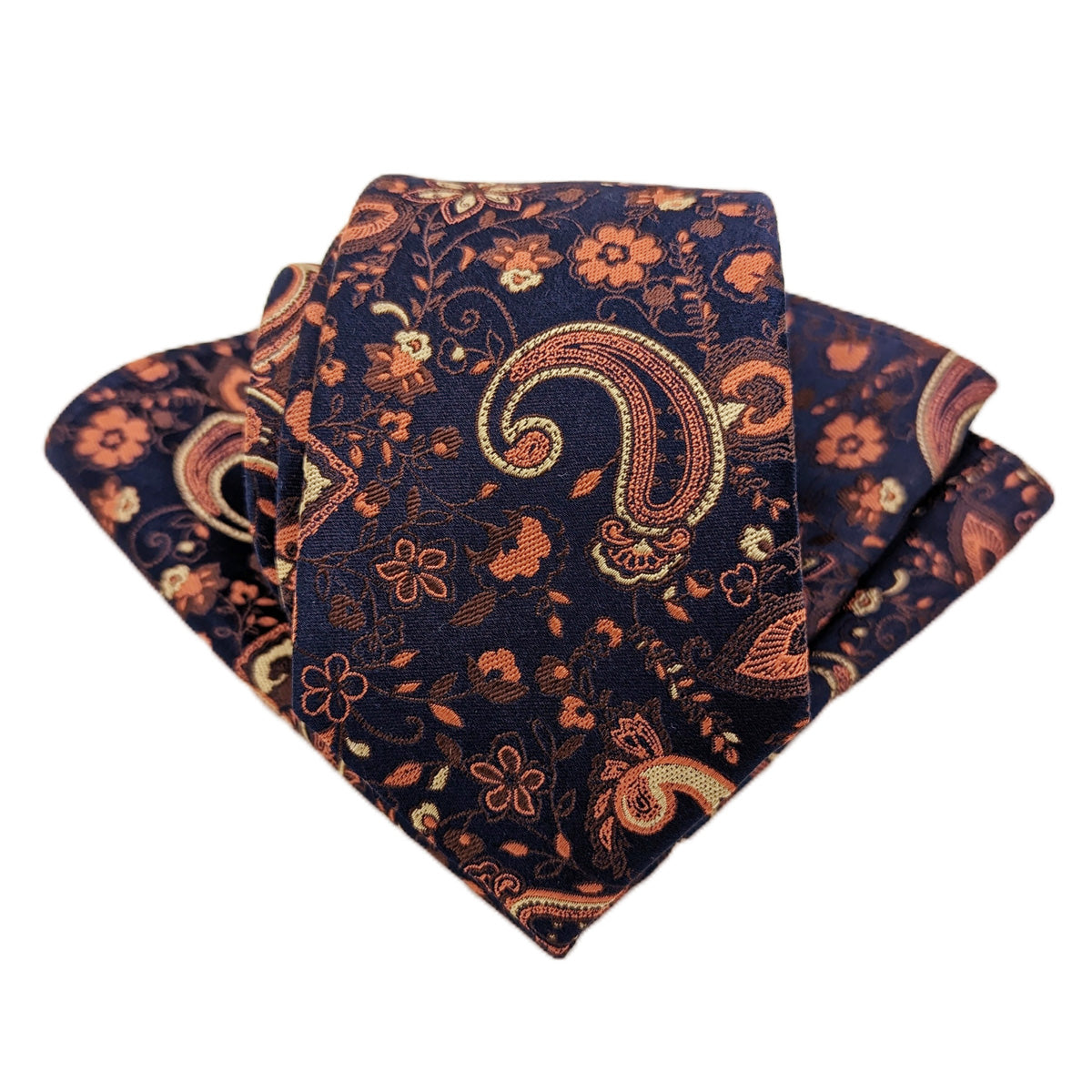 Orange Floral Paisley Wedding Tie