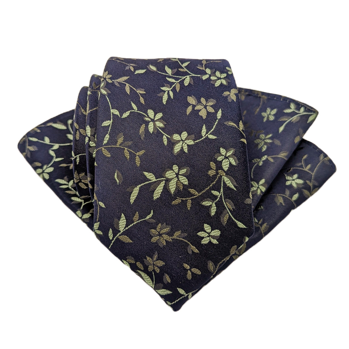 Navy & Sage Floral Pocket Square