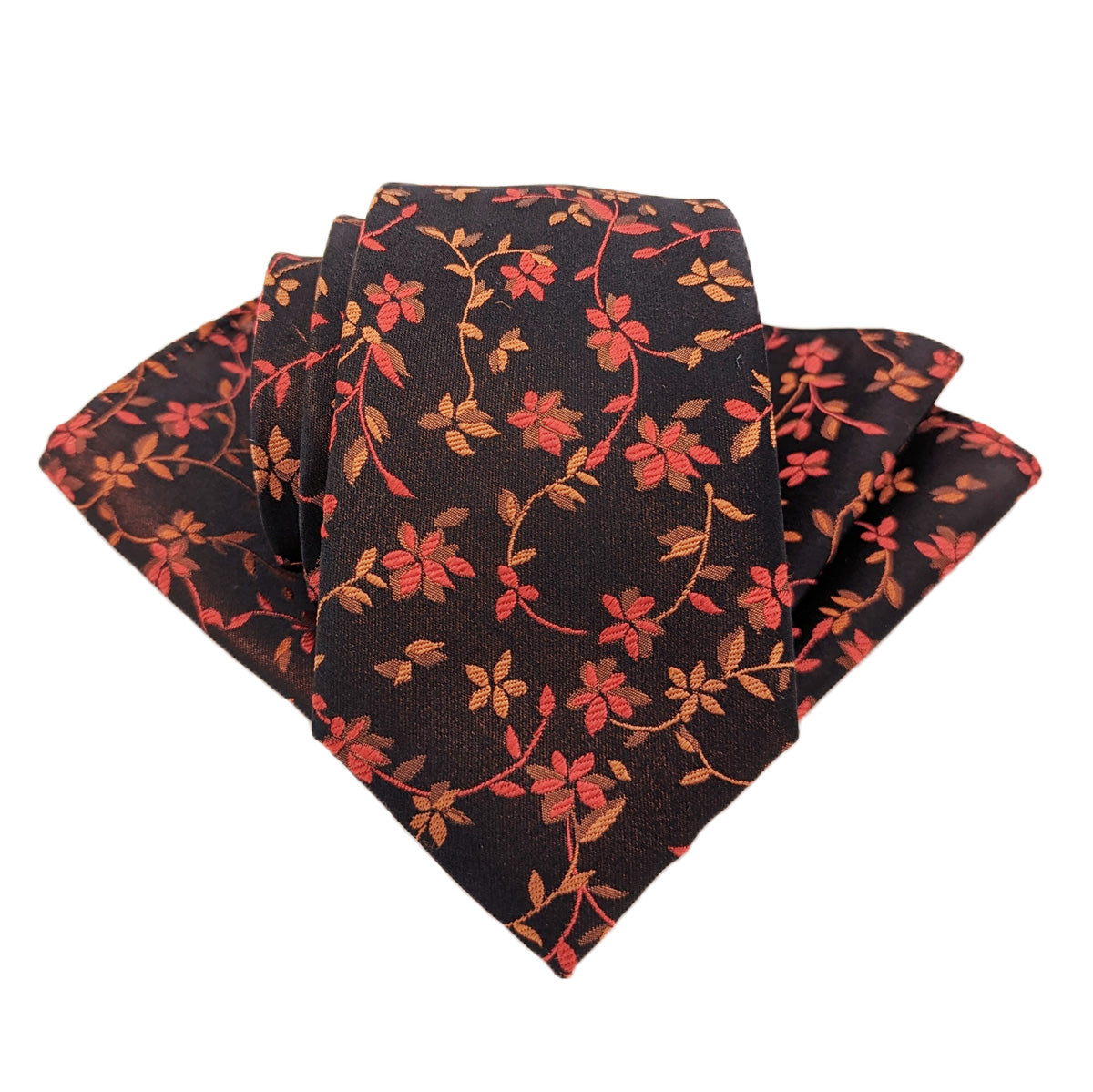 Flaming Red Floral Silk Wedding Tie