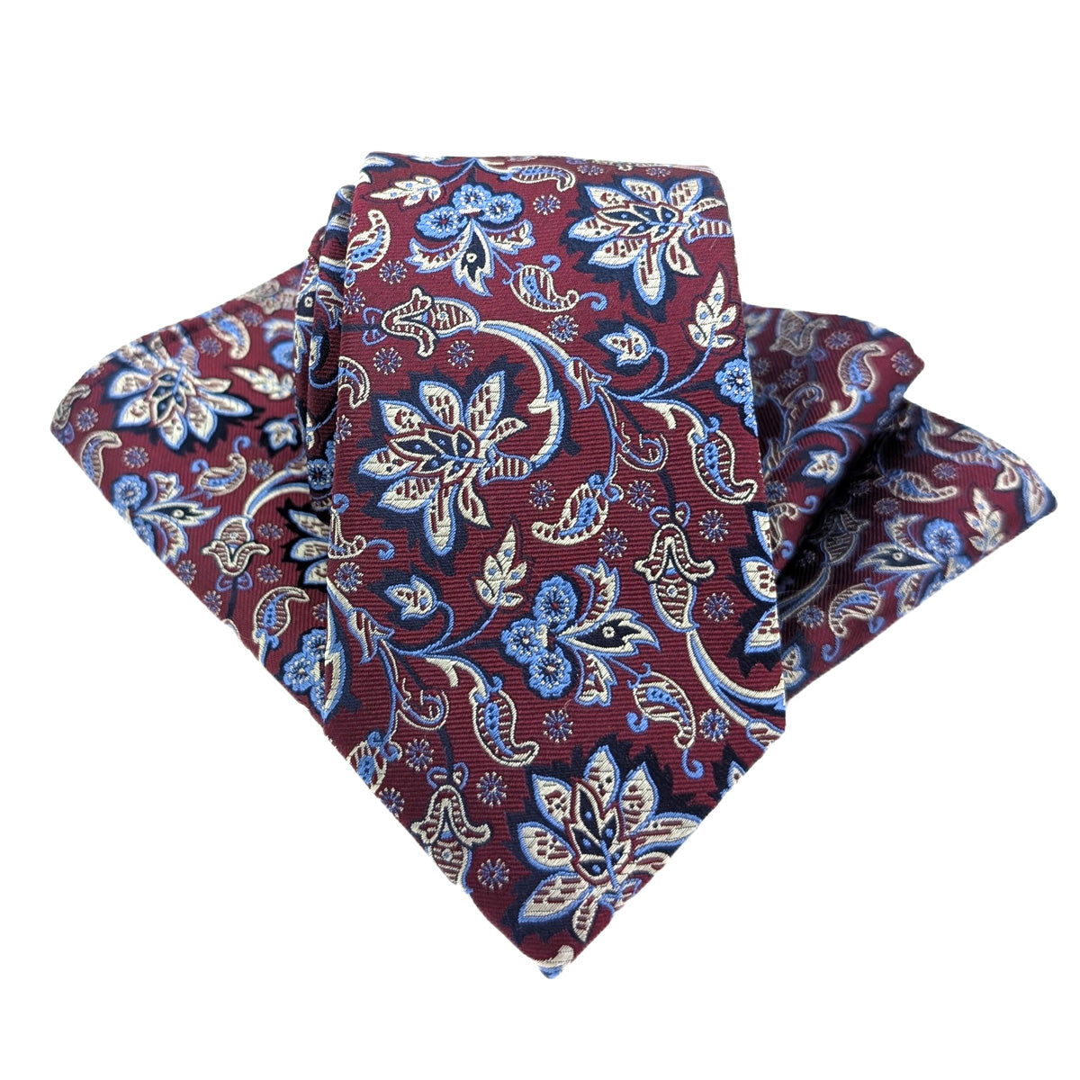 Burgundy Flowers Silk Pocket Square