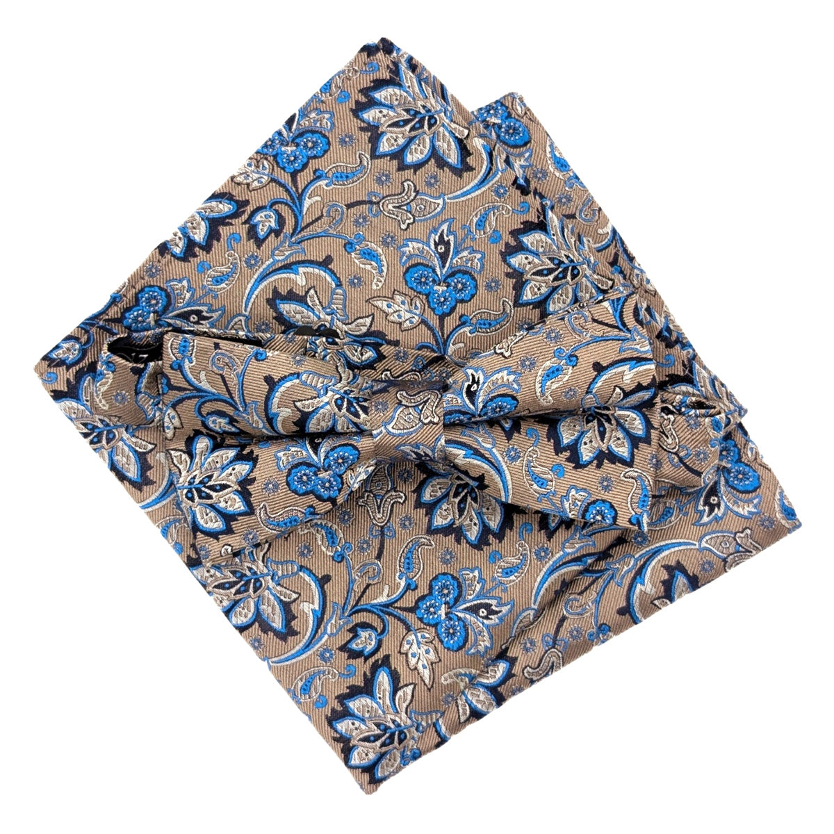 Taupe Flowers Silk Pocket Square