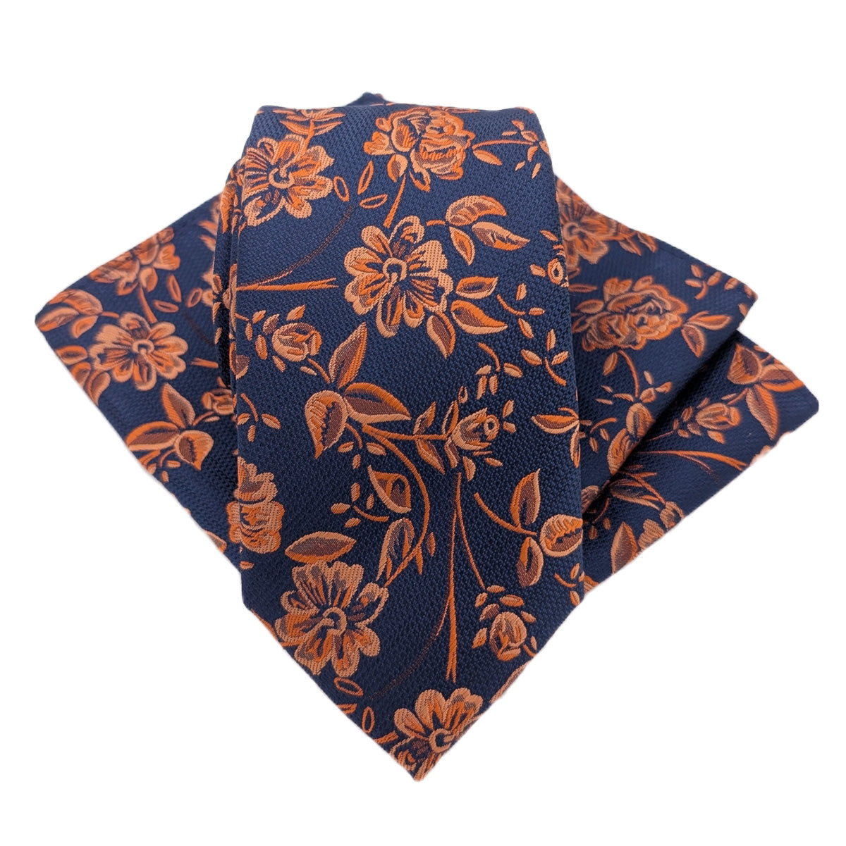 Copper Orange Floral Pocket Square