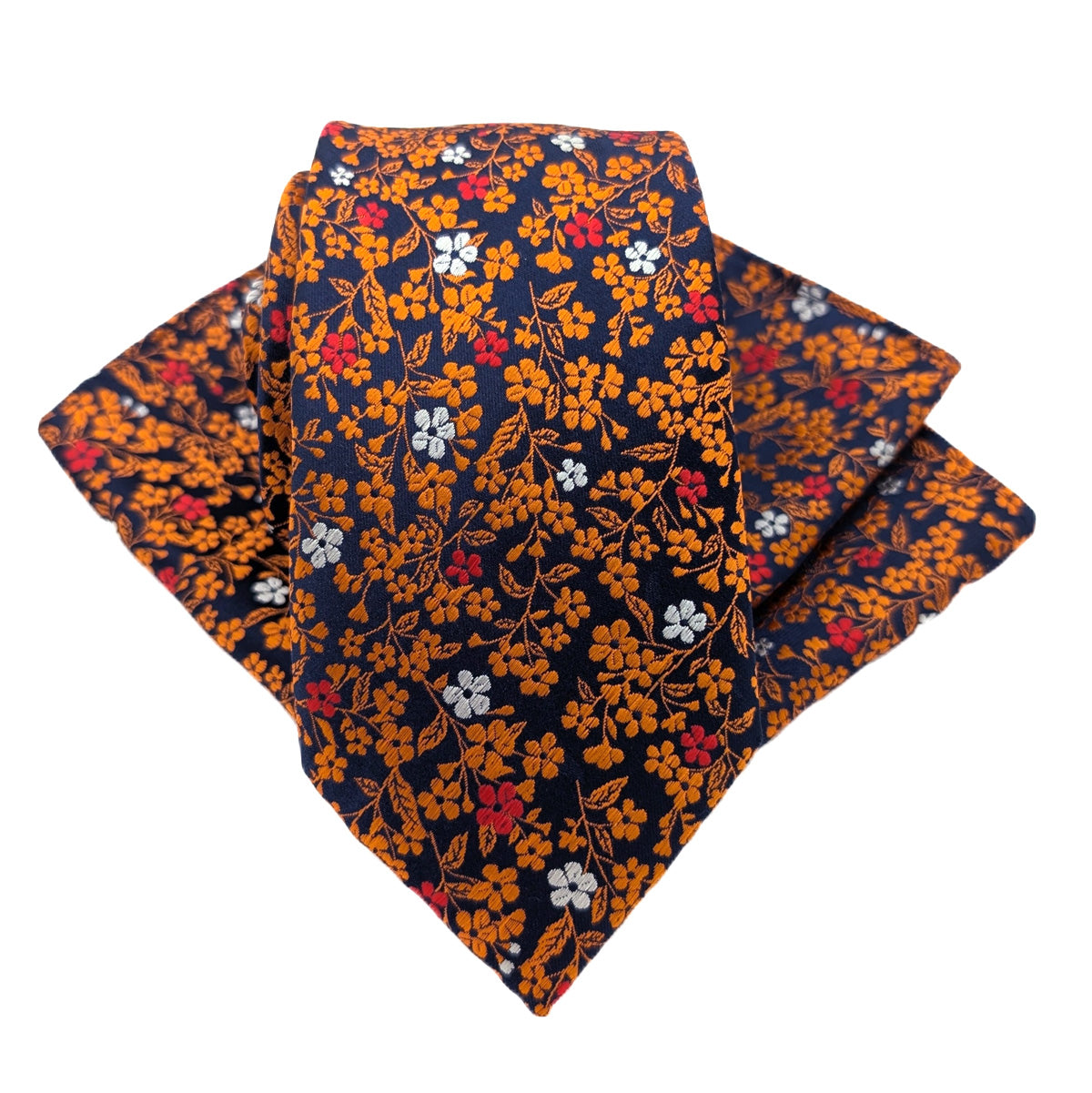 Orange Daisy Floral Pocket Square