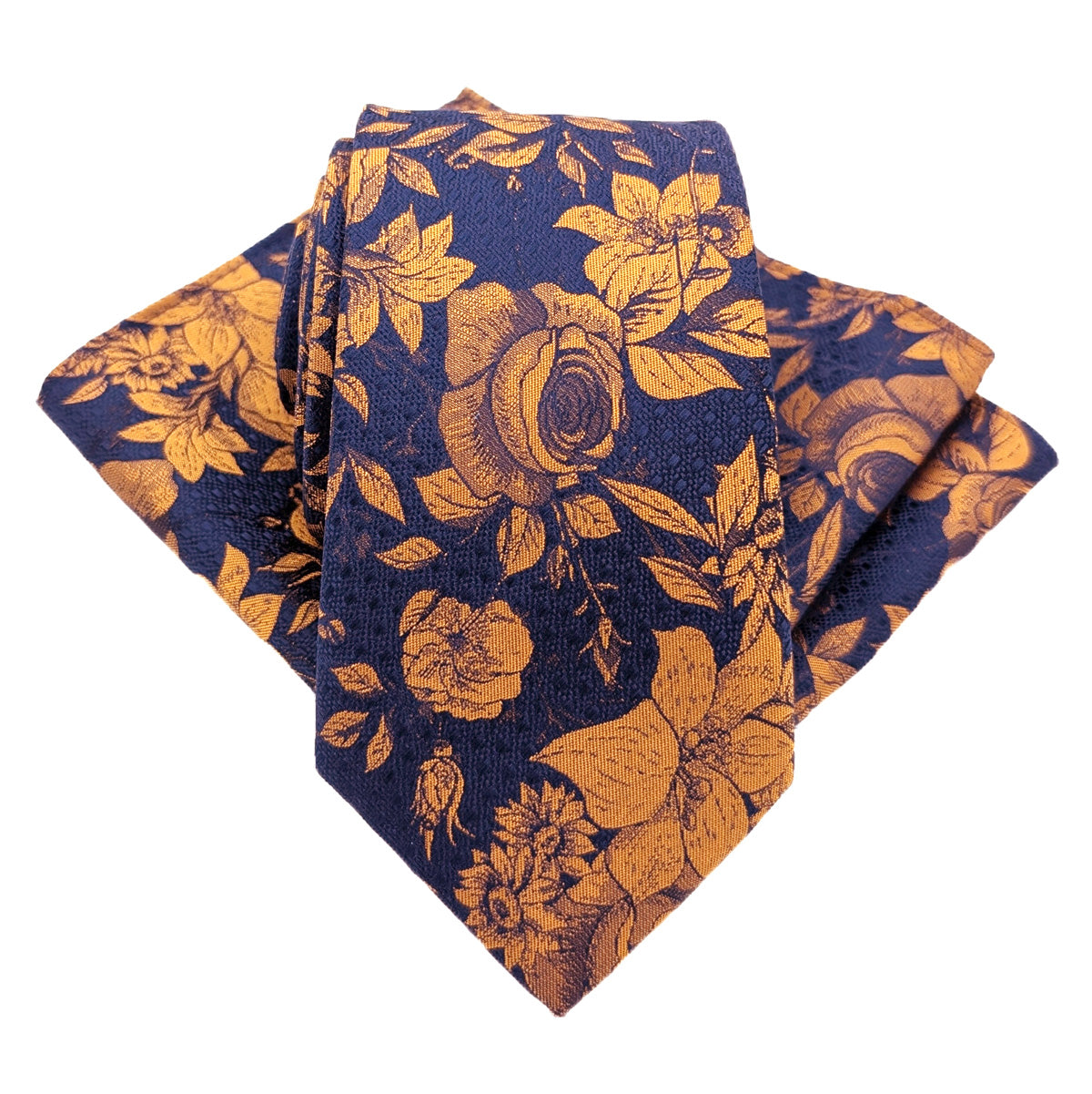 Navy & Copper Vintage Floral Wedding Tie