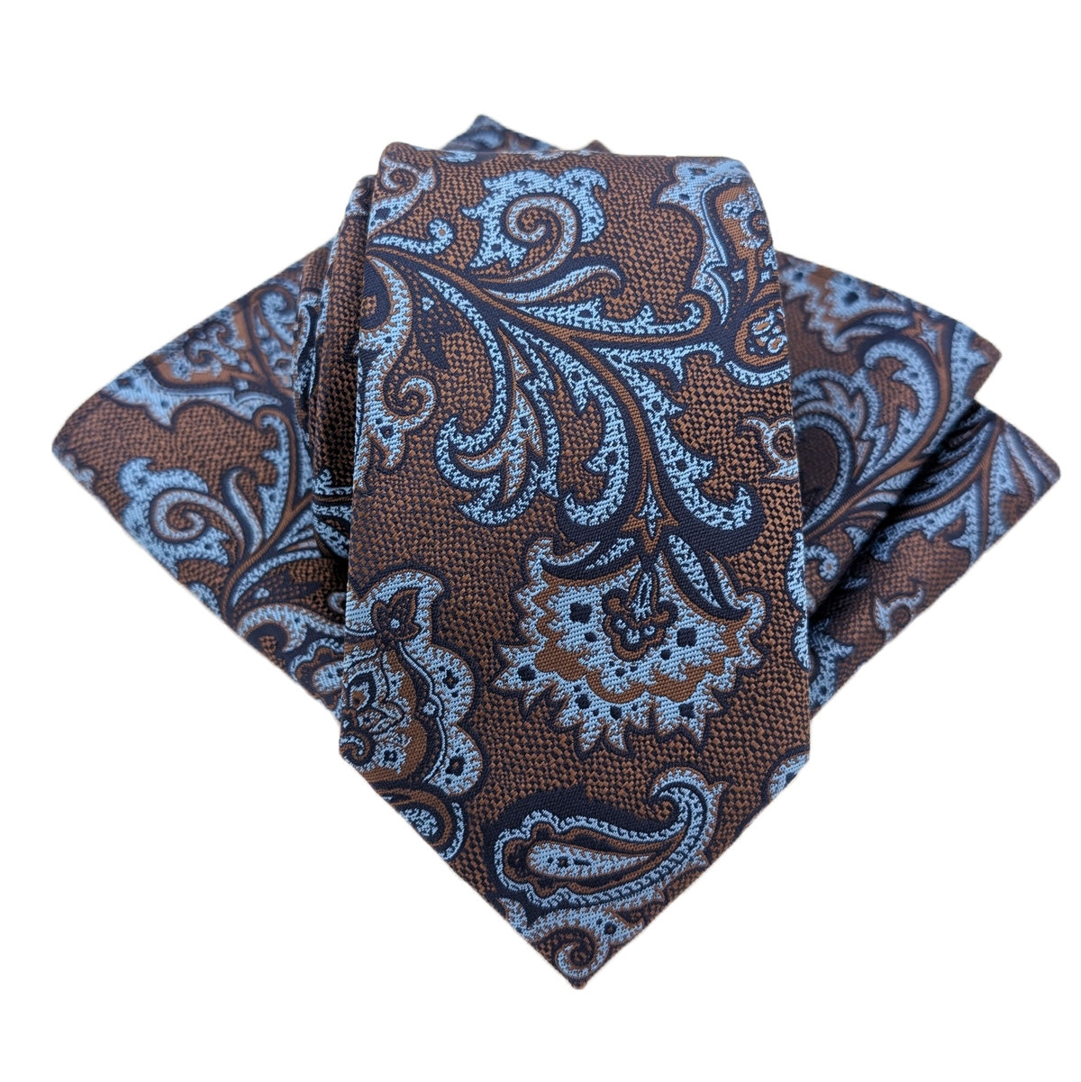 Mocha Fancy Paisley Pocket Square