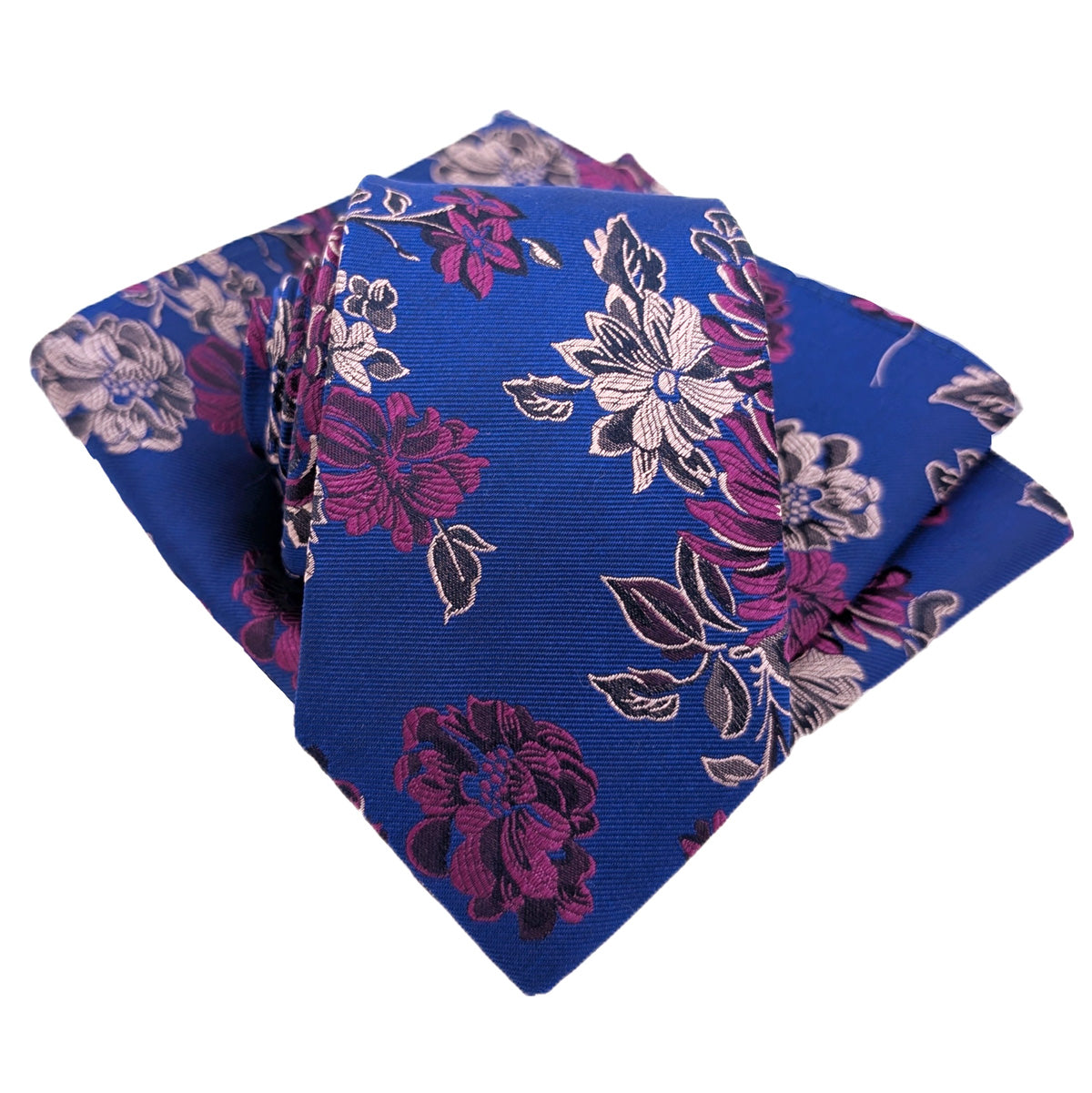 Royal Blue Floral Silk Pocket Square