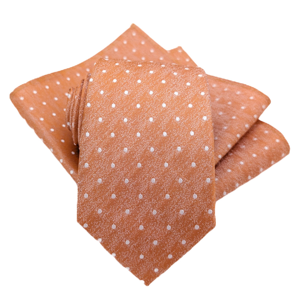 Pale Orange Dots Silk Pocket Square