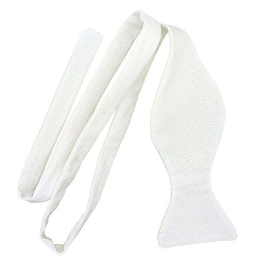 Single End White Marcella Self-Tie Bow Tie - Formalwear - 