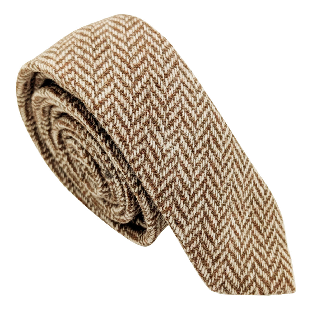 Tan Herringbone Tweed Wedding Tie