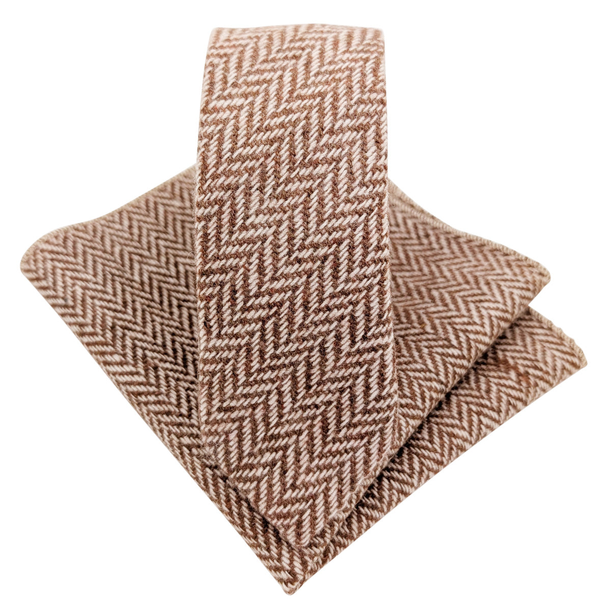 Tan Herringbone Tweed Wedding Tie