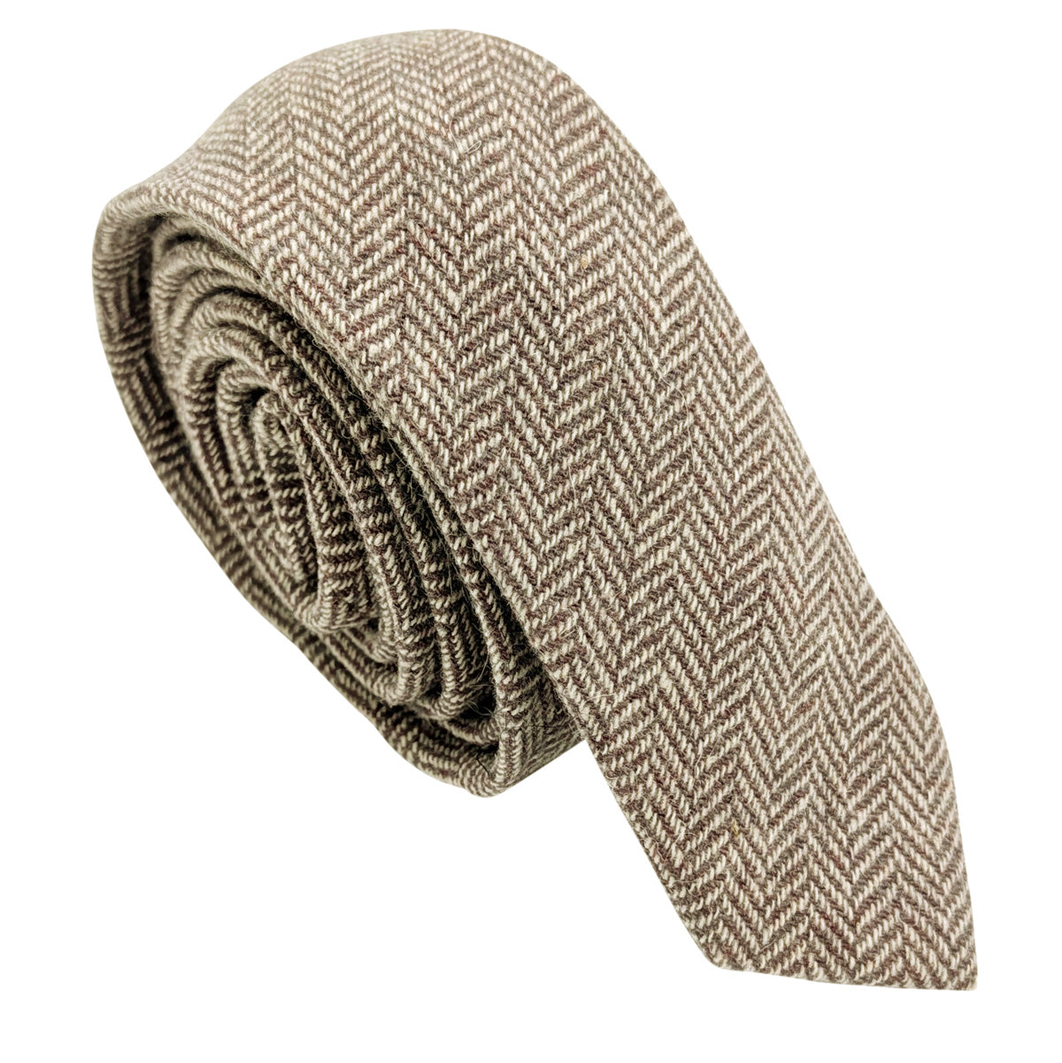 Beige Herringbone Tweed Wedding Tie