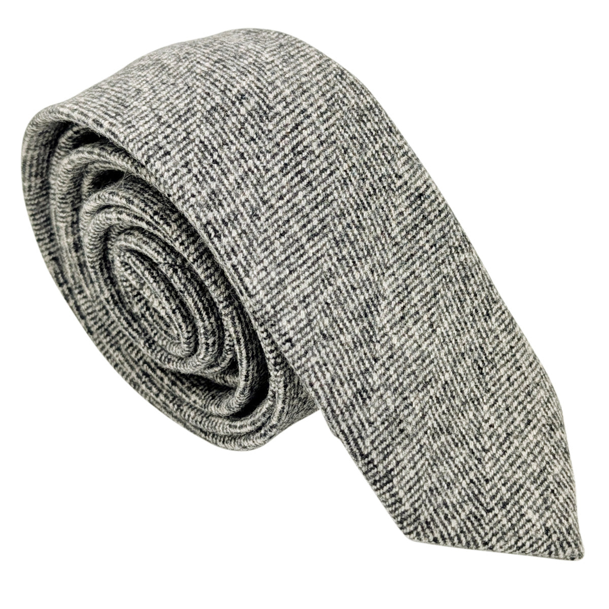 Pale Grey Herringbone Tweed Wedding Tie