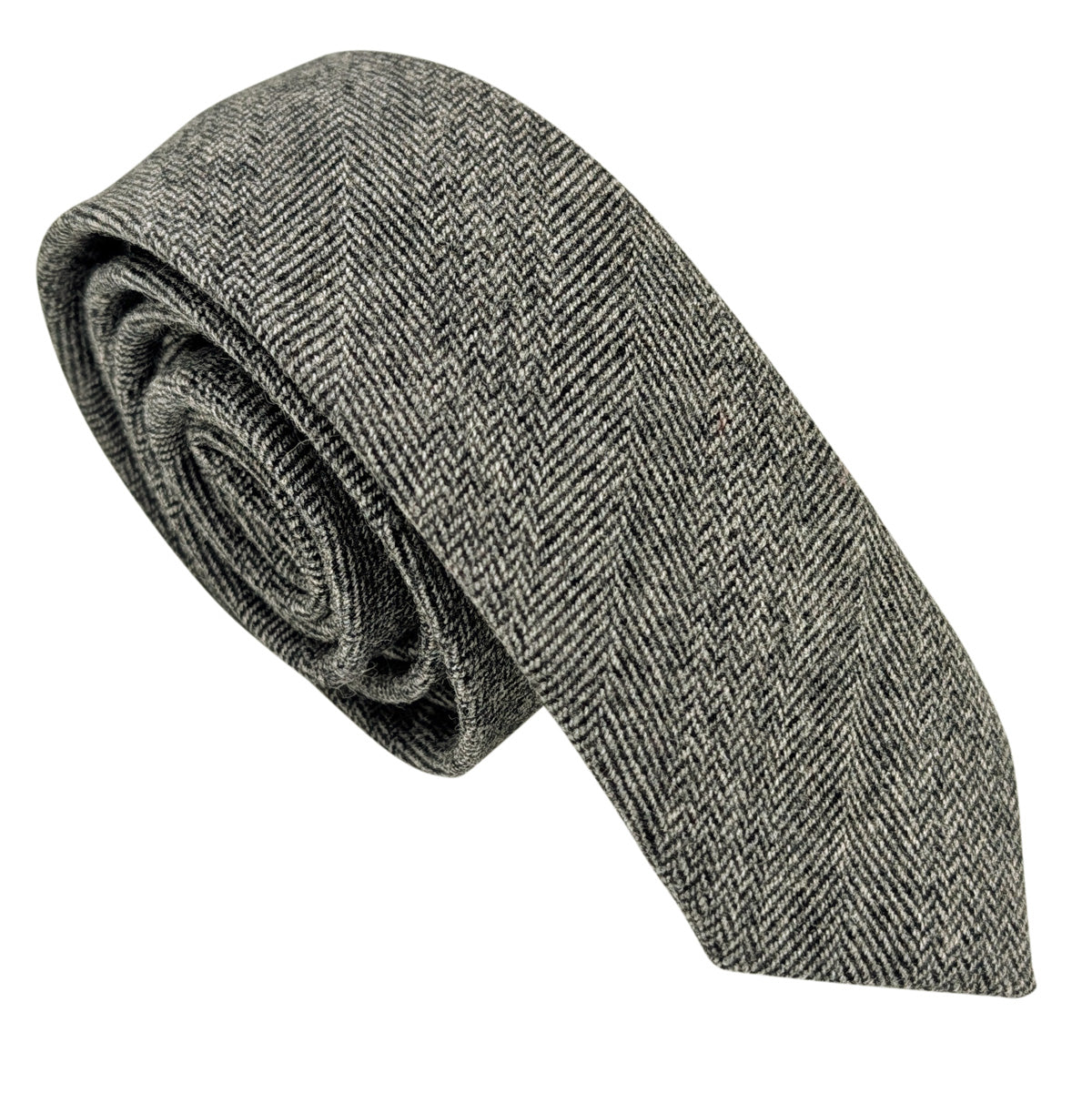 Grey Herringbone Tweed Wedding Tie