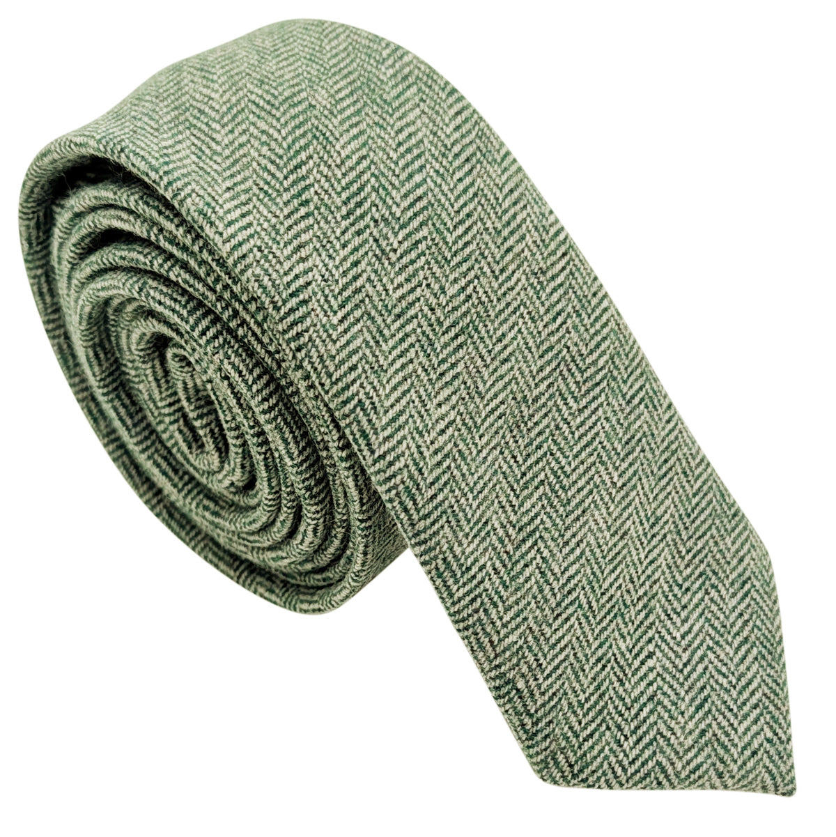 Green Herringbone Tweed Wedding Tie