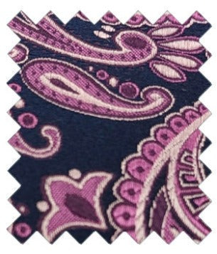 Navy & Berry Paisley Silk Wedding Swatch