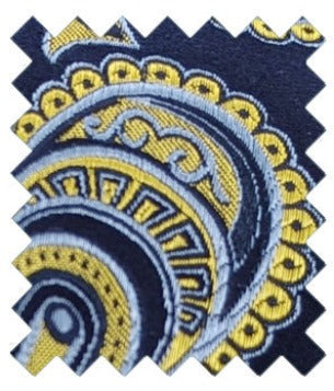 Navy & Yellow Paisley Silk Wedding Swatch