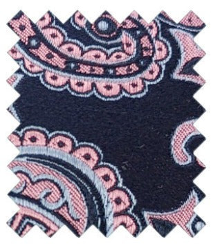 Navy & Pink Paisley Silk Wedding Swatch