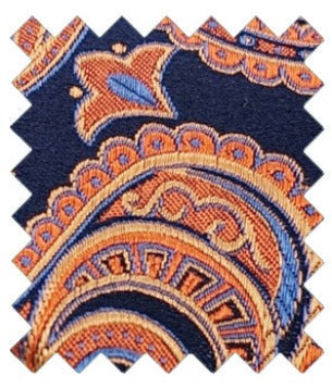 Navy & Orange Paisley Silk Wedding Swatch