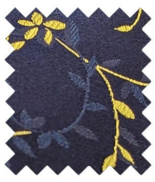 Navy & Yellow Floral Silk Wedding Swatch