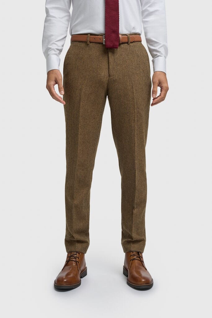 Thomas Brown Herringbone 3 Piece Suit - Suits - 