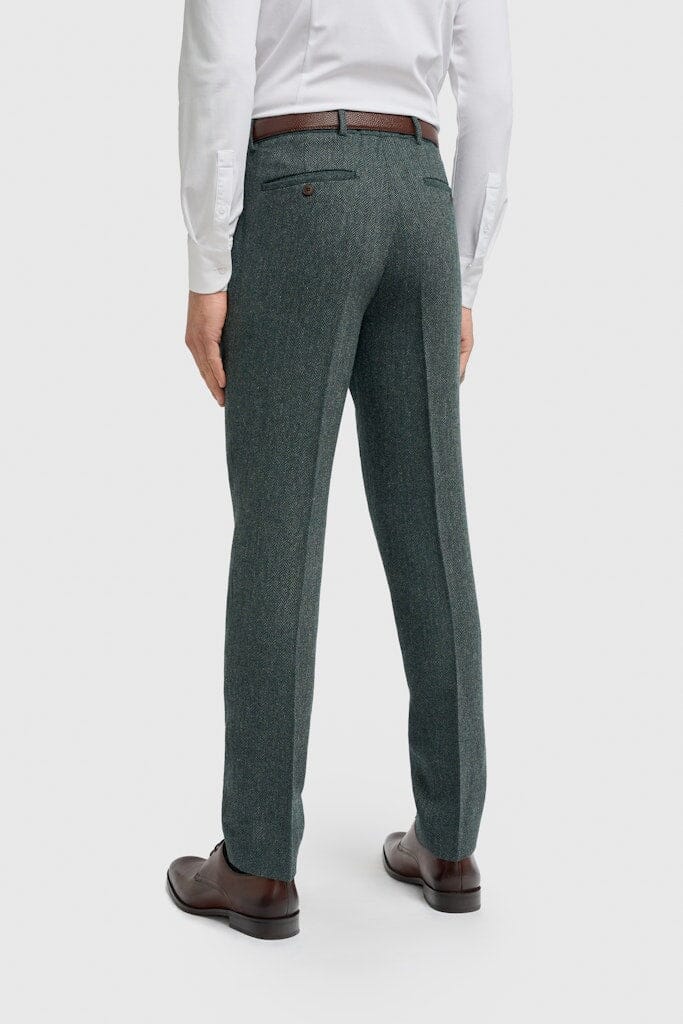 Thomas Olive Herringbone 3 Piece Suit - Suits - 