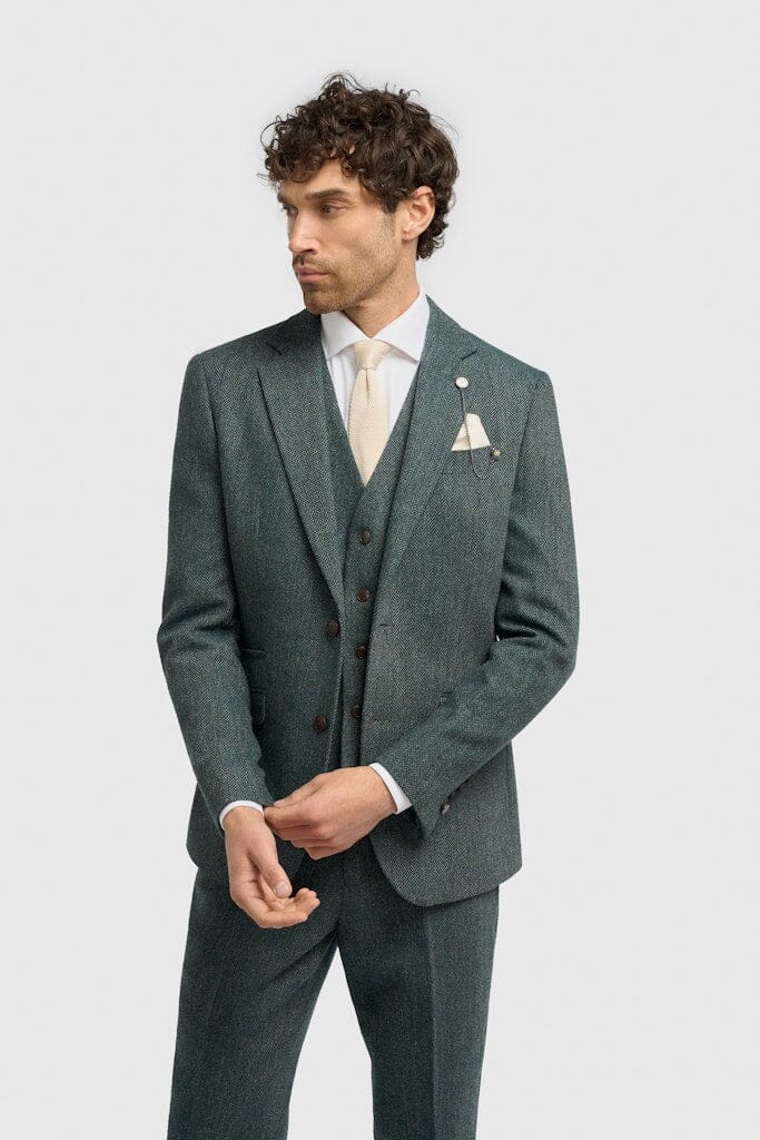 Thomas Olive Herringbone Jacket - Blazers & Jackets - 34R 