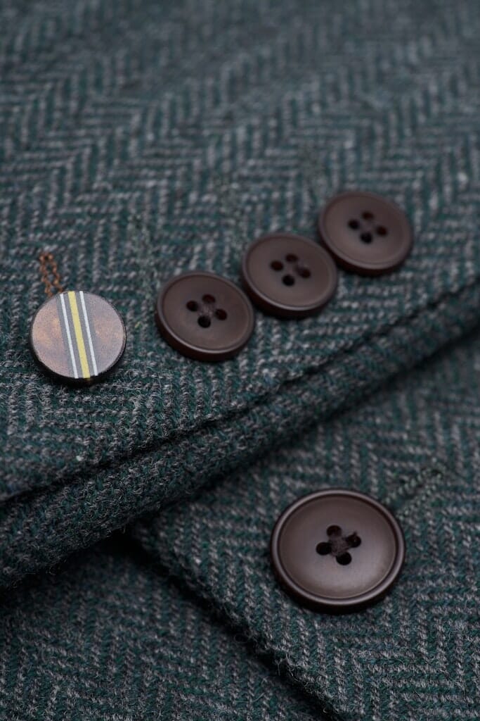 Thomas Olive Herringbone Jacket - Blazers & Jackets - 