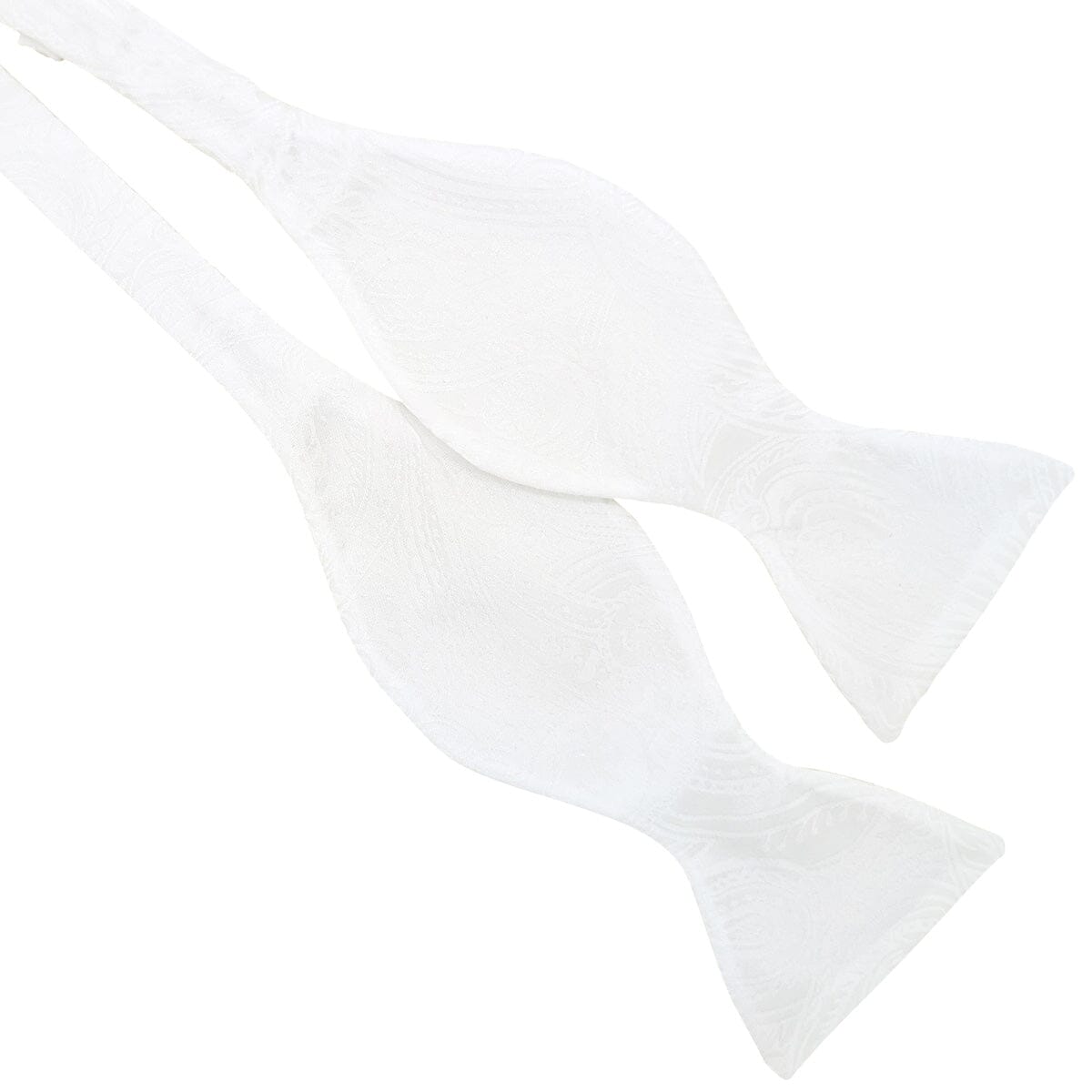 White Paisley Silk Bow Tie - Bow Ties - 