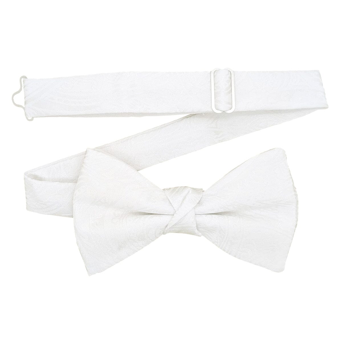 White Paisley Silk Bow Tie - Bow Ties - Ready-Tied 