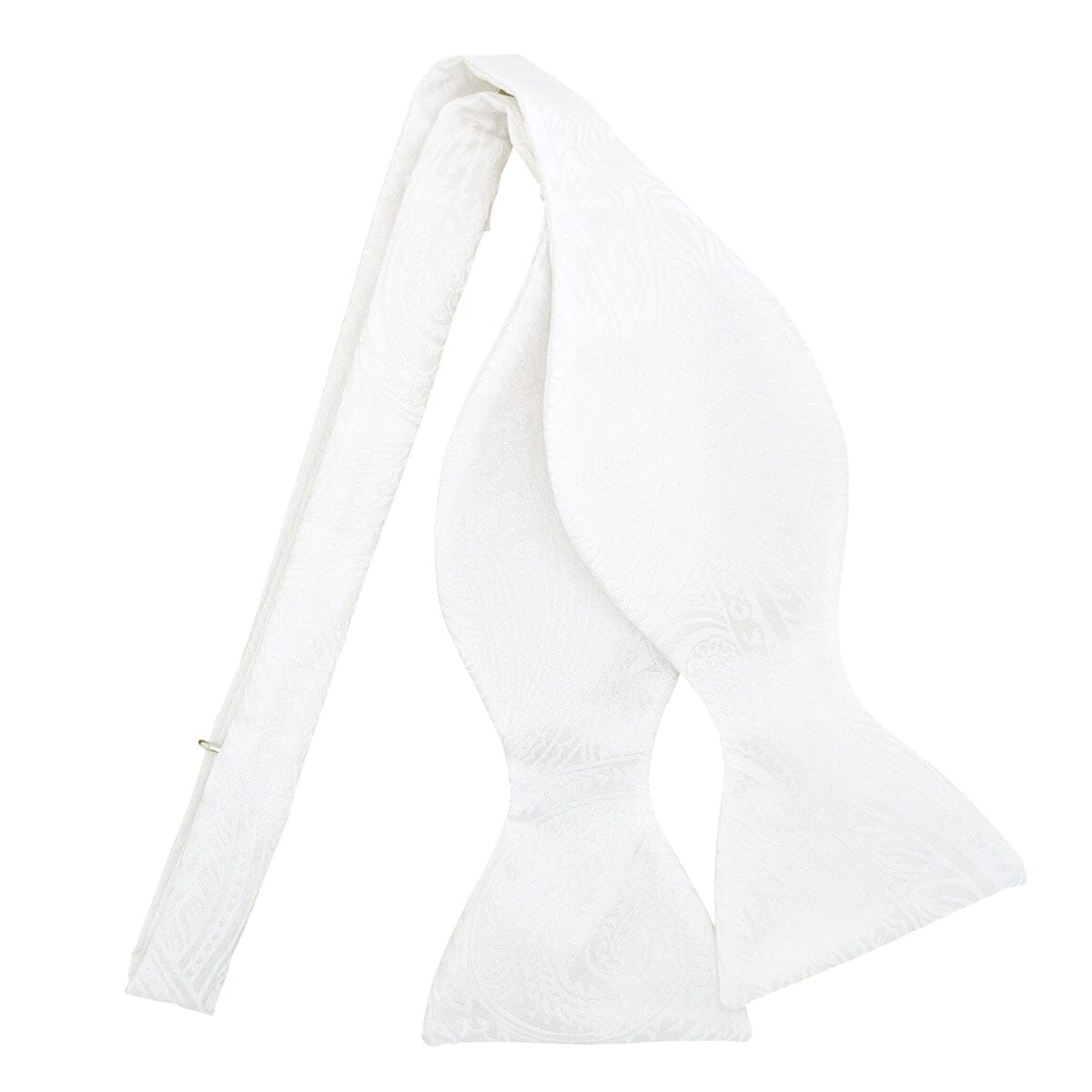White Paisley Silk Bow Tie - Bow Ties - Self-Tie 